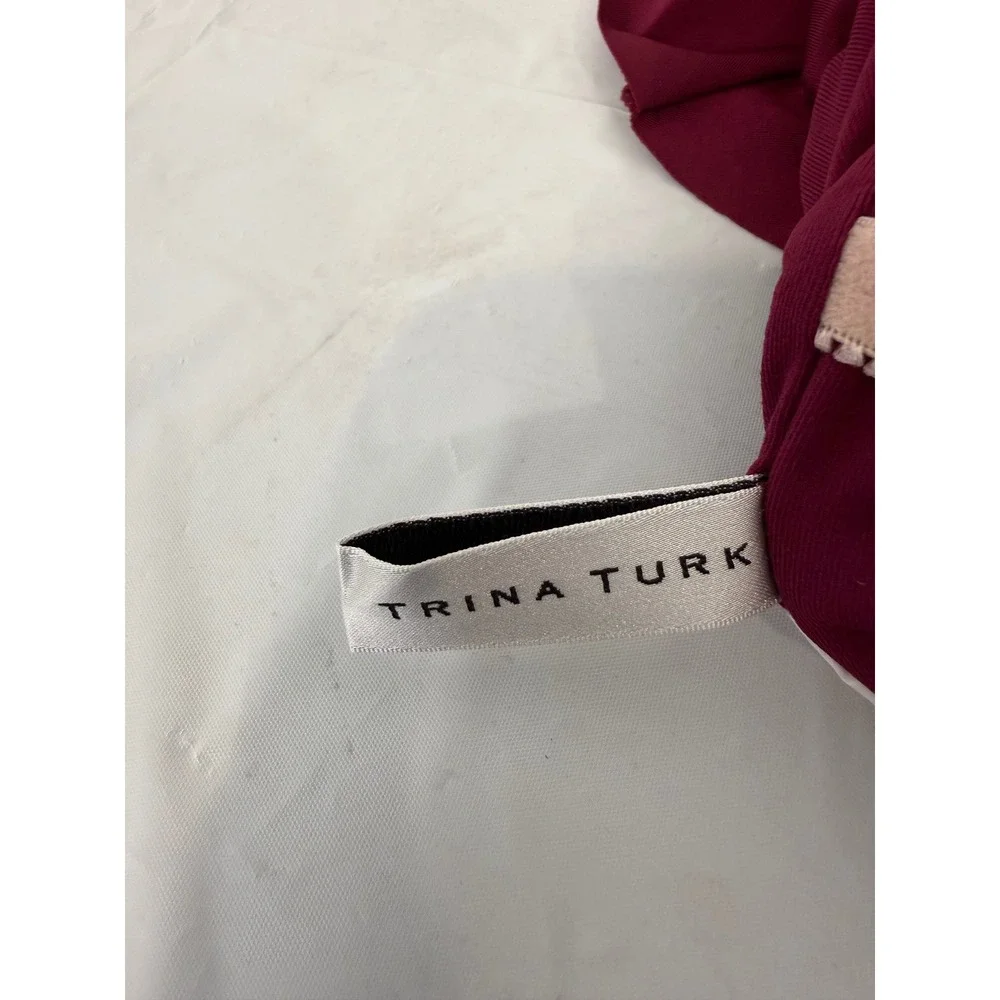 Trina Turk Women Burgundy Ruffle Off Shoulder One Piece Swimsuit Size 8